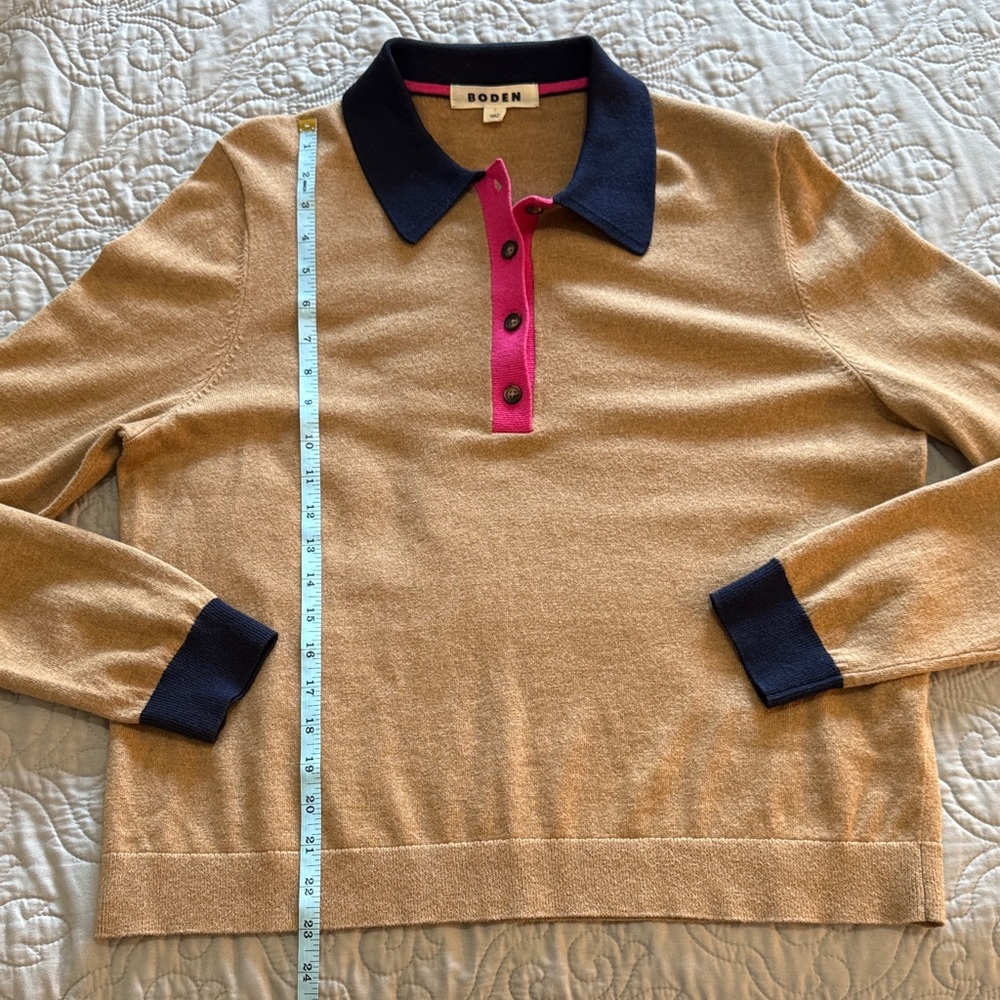 Boden Estelle Tan Henley Sweater size Large - Picture 13 of 13